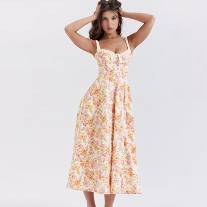 Printed midi length summer dress