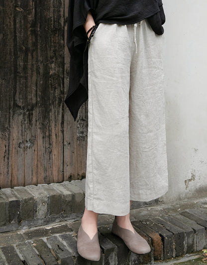 Linen blend wide Leg trousers