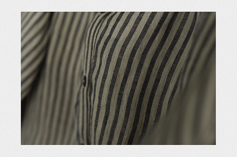 Printed Linen stripe shirt