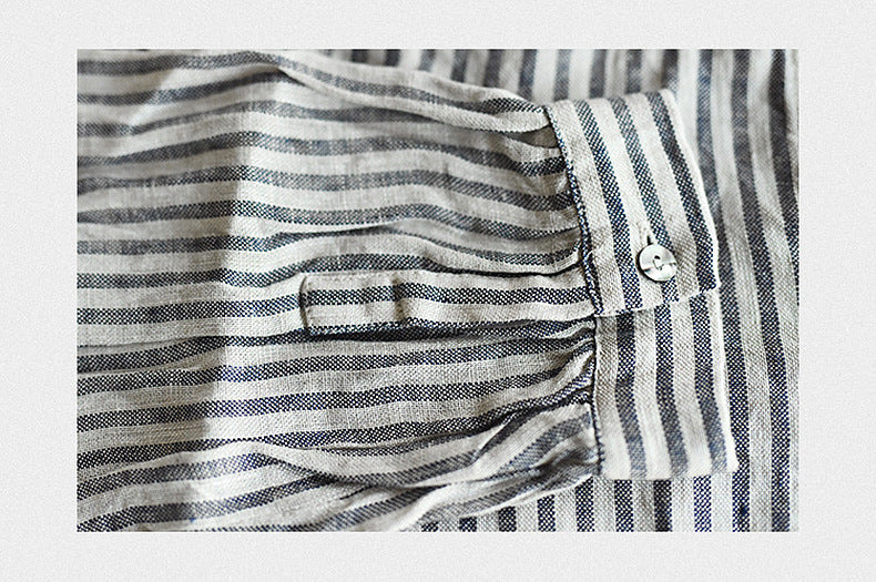 Printed Linen stripe shirt