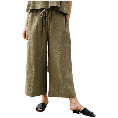 Linen wide leg trousers