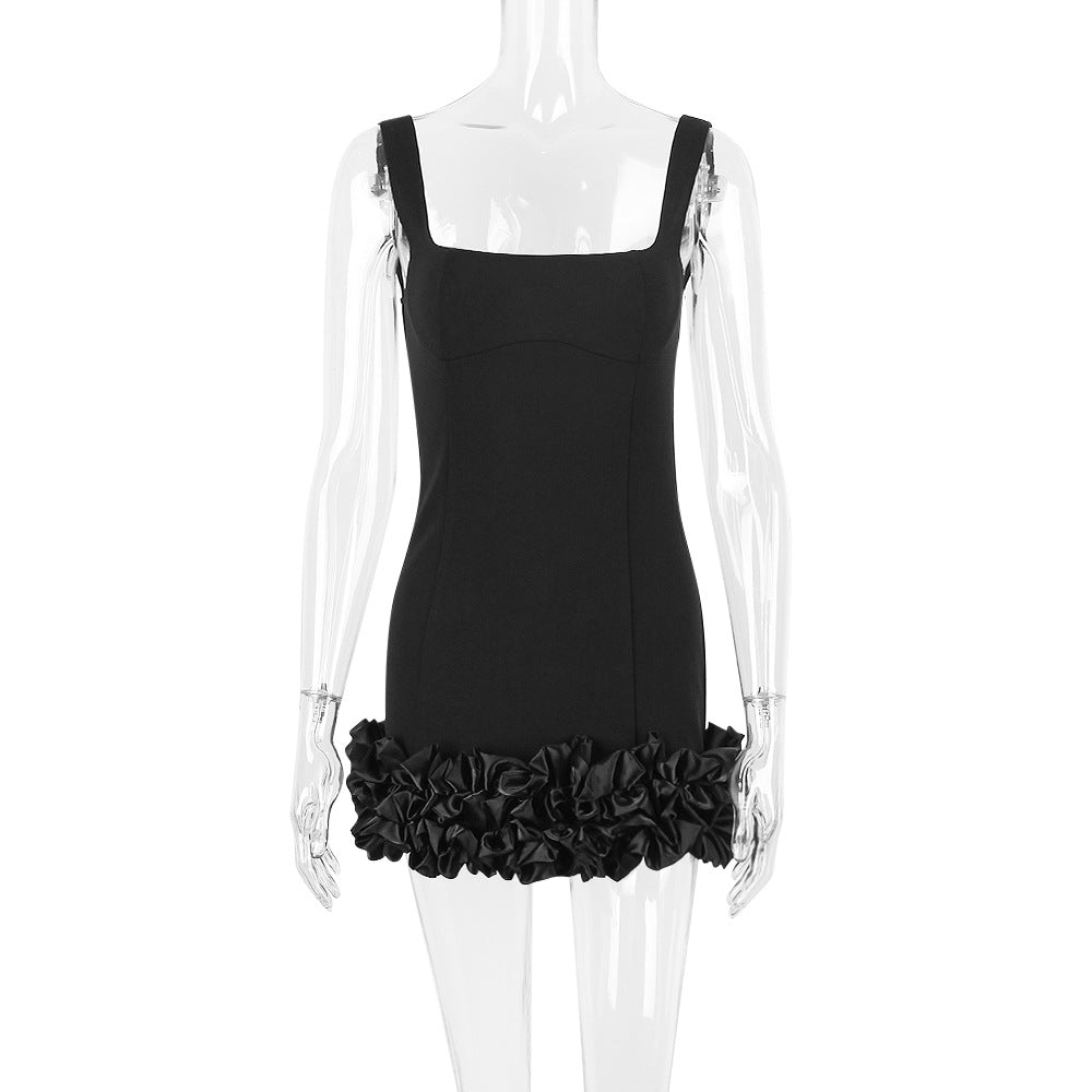 Little black dress with flounce hem