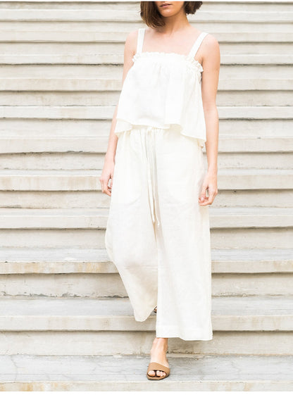 Linen wide leg trousers