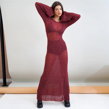 Sheer knitted maxi dress