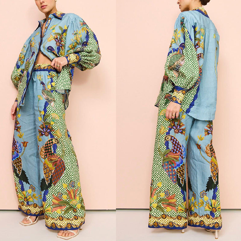 Printed matching top & trouser set