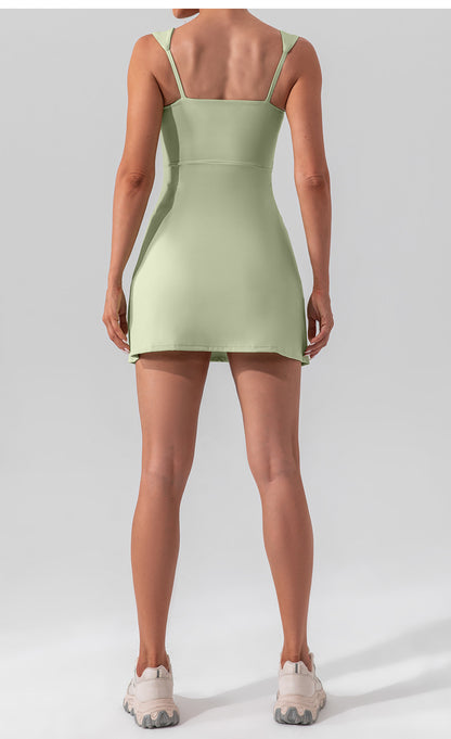 Sports dress with slit and padded support