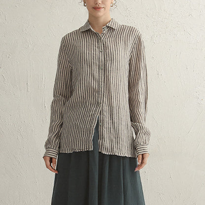 Stripe linen full sleeve shirt