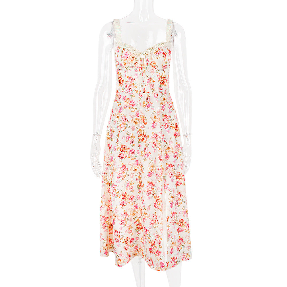 Printed midi length summer dress