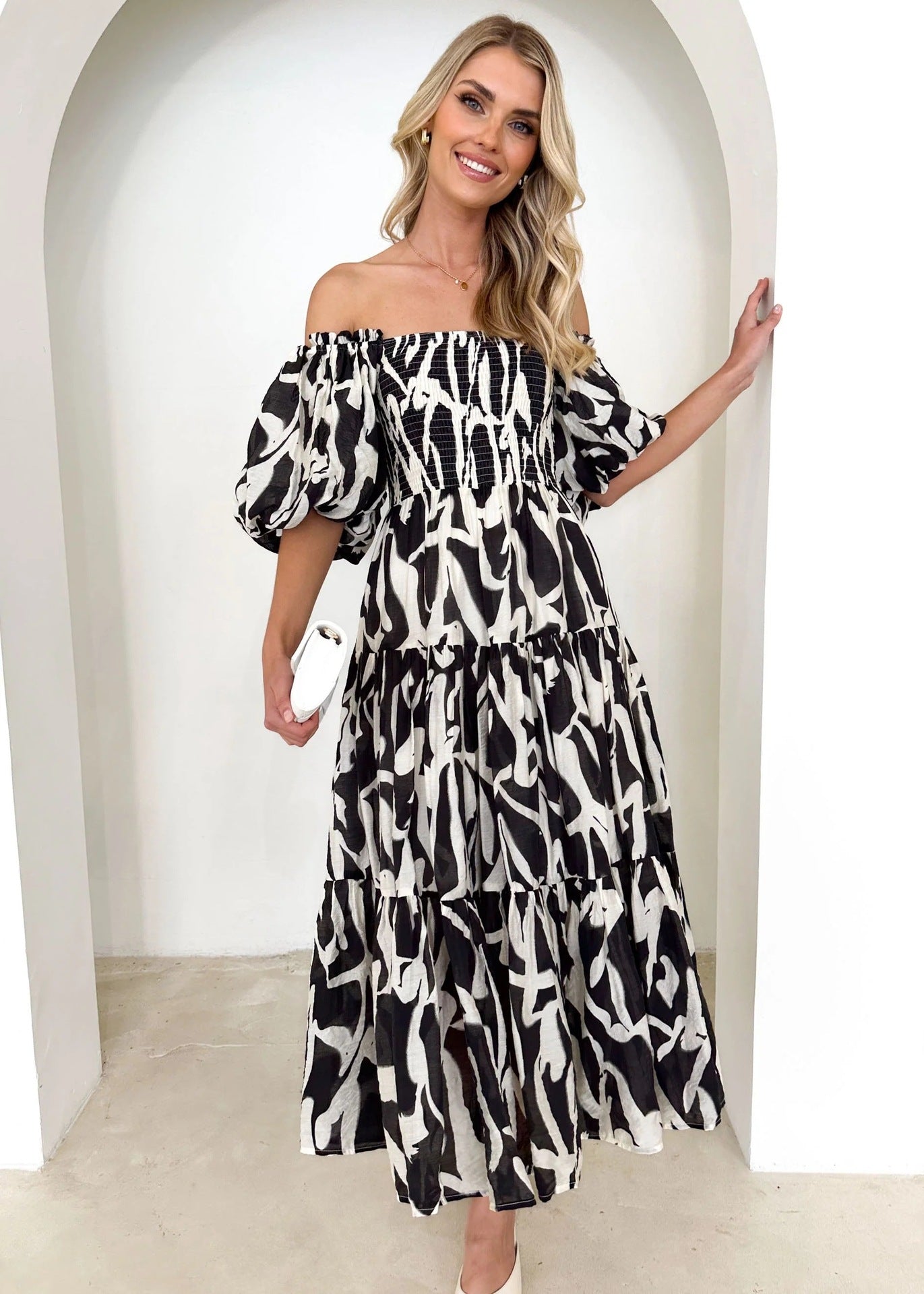 Printed tiered dress