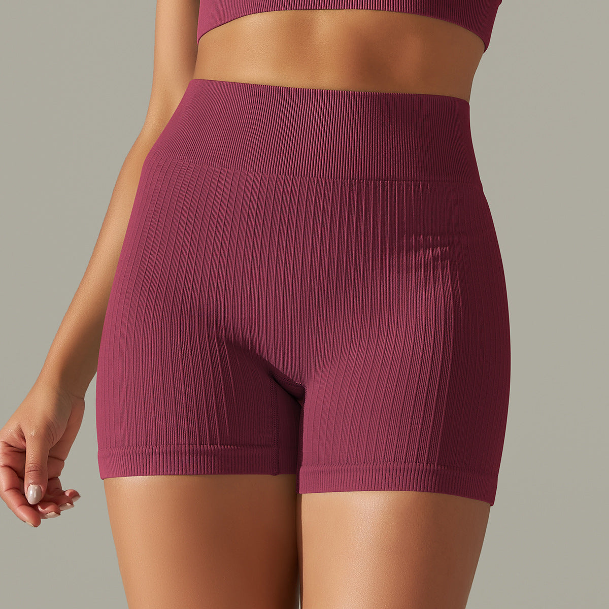 Seamless Striped high waist shorts