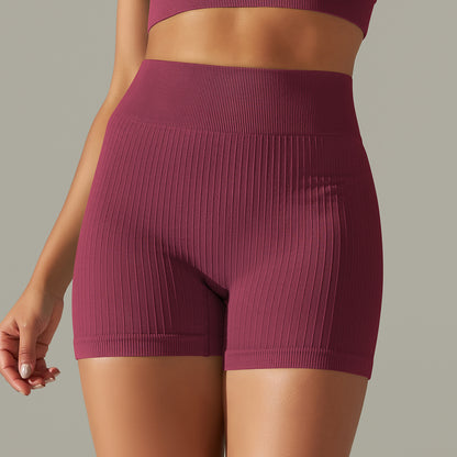 Seamless Striped high waist shorts