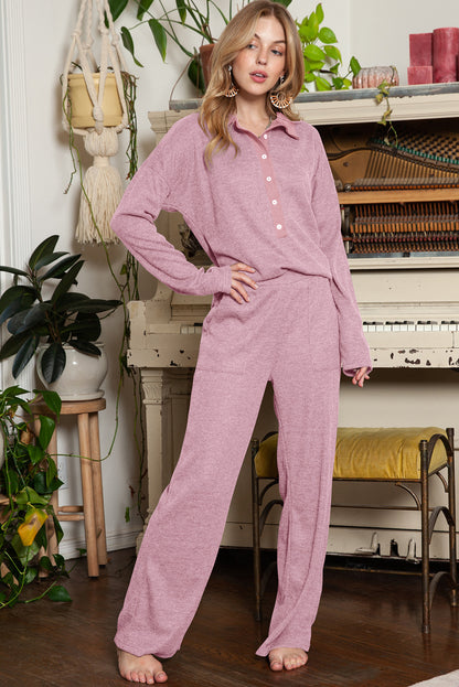 Soft touch knitted rib loungewear set