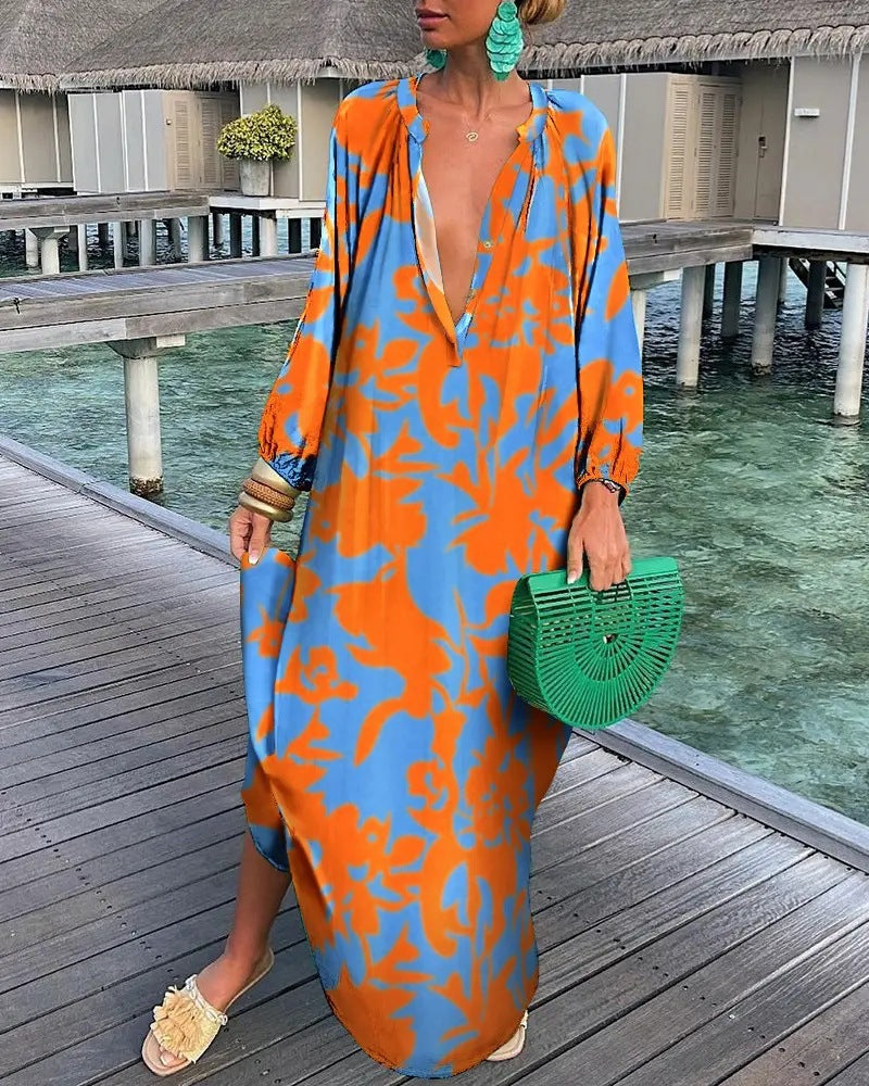 Printed loose fitting maxi dress