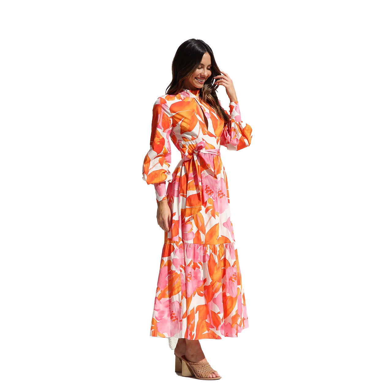 Printed full sleeve maxi dress