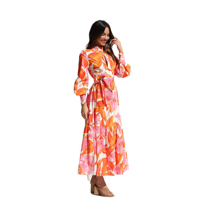 Printed full sleeve maxi dress