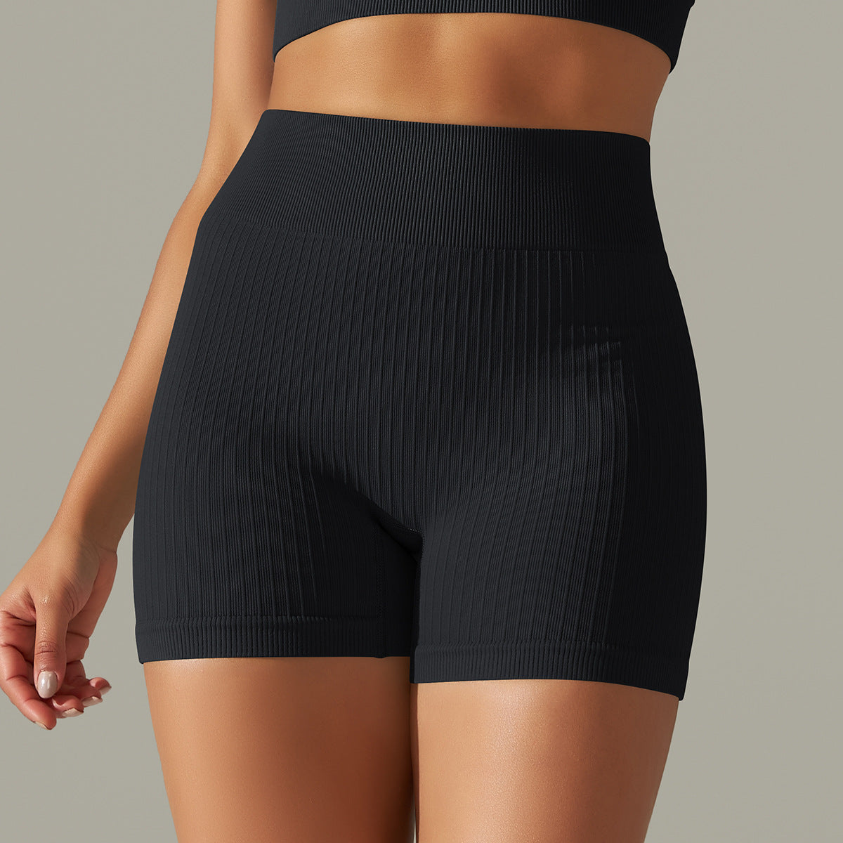 Seamless Striped high waist shorts