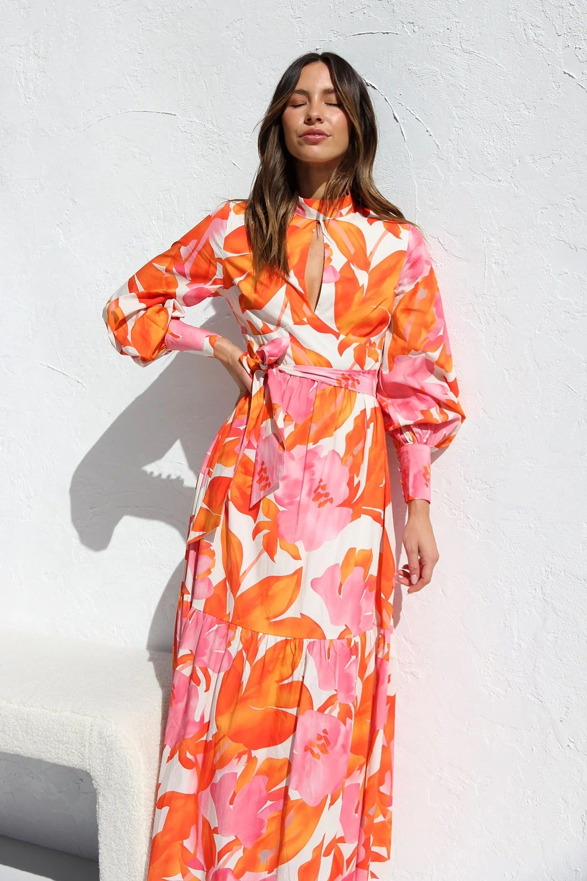 Printed full sleeve maxi dress