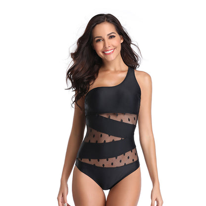 Mesh trim swimsuit