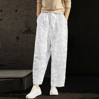 Embroidered cotton trousers