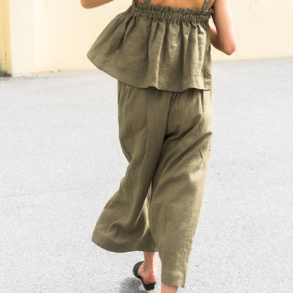 Linen wide leg trousers