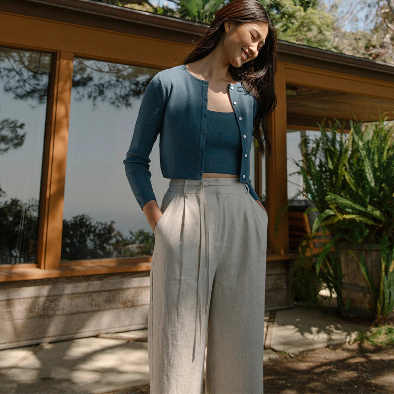 Pure Linen wide leg trousers