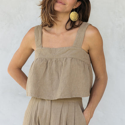 Linen blend top