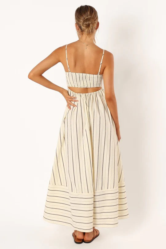 Printed stripe maxi dress