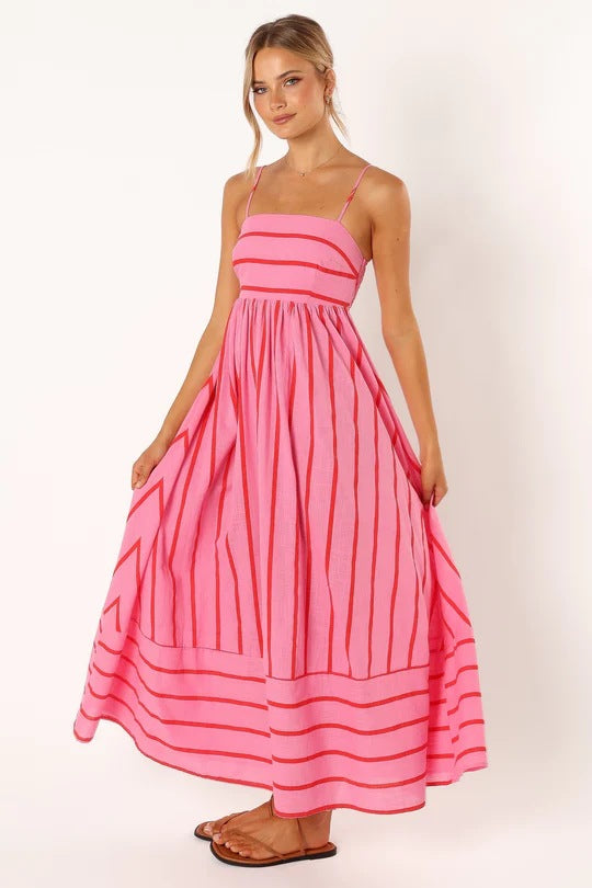 Printed stripe maxi dress