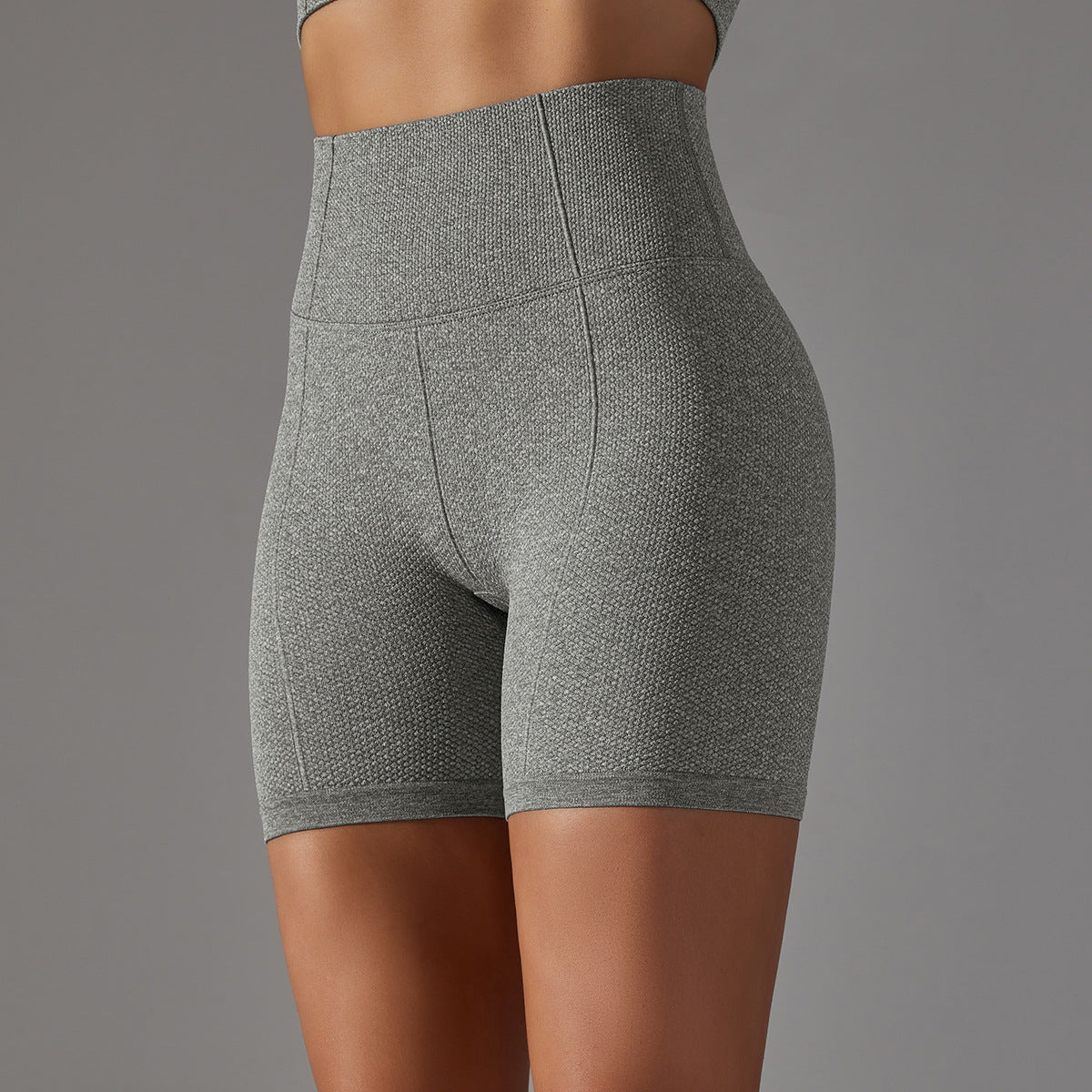 Textured High Waist Yoga Shorts