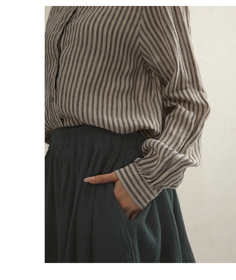 Stripe linen full sleeve shirt