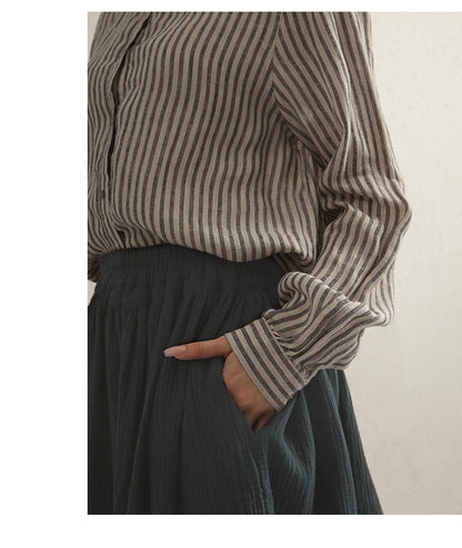 Stripe linen full sleeve shirt