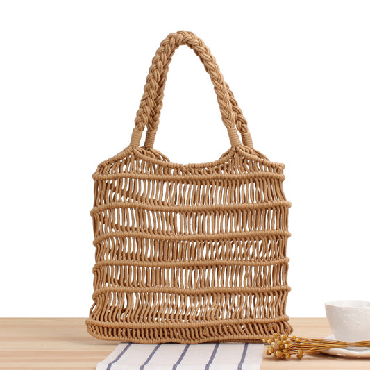 See through hand woven beach bag